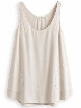 Chloe Silk Minimalist Cream Sleeveless Tunic Tank Top Size 34